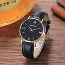CAGARNY 6812 Round Dial Alloy Case Fashion Men Quartz Watch with PU Leather Band (Black)