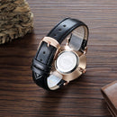 CAGARNY 6812 Round Dial Alloy Case Fashion Couple Watch Men & Women Lover Quartz Watches with PU Leather Band(Black)