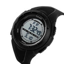 SKMEI 1025 Multifunctional Female Outdoor Fashion Waterproof Large Dial Silicone Watchband Wrist Watch(Black)
