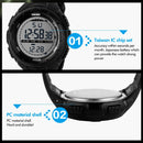 SKMEI 1025 Multifunctional Female Outdoor Fashion Waterproof Large Dial Silicone Watchband Wrist Watch(Black)