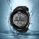 SKMEI 1025 Multifunctional Female Outdoor Fashion Waterproof Large Dial Silicone Watchband Wrist Watch(Black)