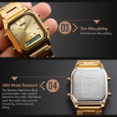SKMEI 1220 Multifunctional Men Outdoor Business Noctilucent Waterproof Double Display Steel Watchband Wrist Watch (Black)