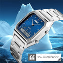 SKMEI 1220 Multifunctional Men Outdoor Business Noctilucent Waterproof Double Display Steel Watchband Wrist Watch (Silver)