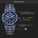 CAGARNY 6881 Diamond-studded Six-needles Guartz Dual Movement Watch Men Stainless Steel Strap Watch (Blue Shell Blue Dial)