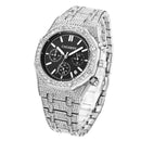 CAGARNY 6881 Diamond-studded Six-needles Guartz Dual Movement Watch Men Stainless Steel Strap Watch (Silver Shell Black Dial)