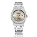 CAGARNY 6885 Octagonal Dial Quartz Dual Movement Watch Men Stainless Steel Strap Watch(Silver Shell Grey Dial)