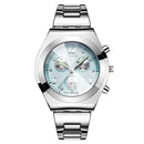LONGBO Luminous Hands Rhinestone Scale Three Decoration Dial Quartz Women Watch with Alloy Band(Baby Blue)
