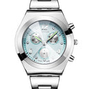 LONGBO Luminous Hands Rhinestone Scale Three Decoration Dial Quartz Women Watch with Alloy Band(Baby Blue)