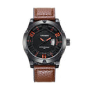 CAGARNY 6858 Fashion Dual Quartz Movement Wrist Watch with Leather Band(Coffee)