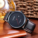 CAGARNY 6865 Fashion Dual Quartz Movement Wrist Watch with Genuine Leather Band(Black)