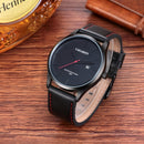 CAGARNY 6865 Fashion Dual Quartz Movement Wrist Watch with Genuine Leather Band(Black)