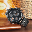 CAGARNY 6836 Fashion Waterproof Dual Quartz Movement Wrist Watch with Leather Band