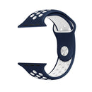 For Apple Watch Series 7 41mm / 6 & SE & 5 & 4 40mm / 3 & 2 & 1 38mm Fashionable Classical Silicone Sport Watch Band(Dark Blue White)