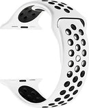 For Apple Watch Series 7 41mm / 6 & SE & 5 & 4 40mm / 3 & 2 & 1 38mm Fashionable Classical Silicone Sport Watch Band (White Black)