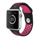 For Apple Watch Series 7 45mm / 6 & SE & 5 & 4 44mm / 3 & 2 & 1 42mm Fashionable Classical Silicone Sport Watch Band (Black Rose Red)