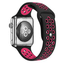 For Apple Watch Series 7 45mm / 6 & SE & 5 & 4 44mm / 3 & 2 & 1 42mm Fashionable Classical Silicone Sport Watch Band (Black Rose Red)