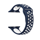 For Apple Watch Series 7 45mm / 6 & SE & 5 & 4 44mm / 3 & 2 & 1 42mm Fashionable Classical Silicone Sport Watch Band(Dark Blue White)