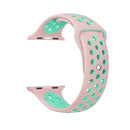 For Apple Watch Series 7 45mm / 6 & SE & 5 & 4 44mm / 3 & 2 & 1 42mm Fashionable Classical Silicone Sport Watch Band(Pink Green)