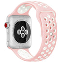 For Apple Watch Series 7 45mm / 6 & SE & 5 & 4 44mm / 3 & 2 & 1 42mm Fashionable Classical Silicone Sport Watch Band (Pink White)