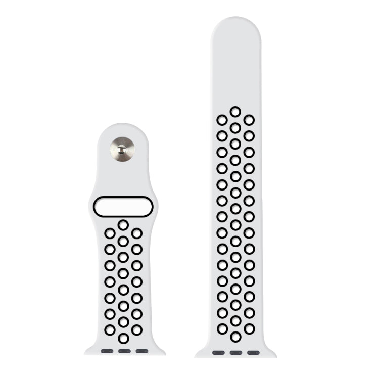 For Apple Watch Series 7 45mm / 6 & SE & 5 & 4 44mm / 3 & 2 & 1 42mm Fashionable Classical Silicone Sport Watch Band (White Black)