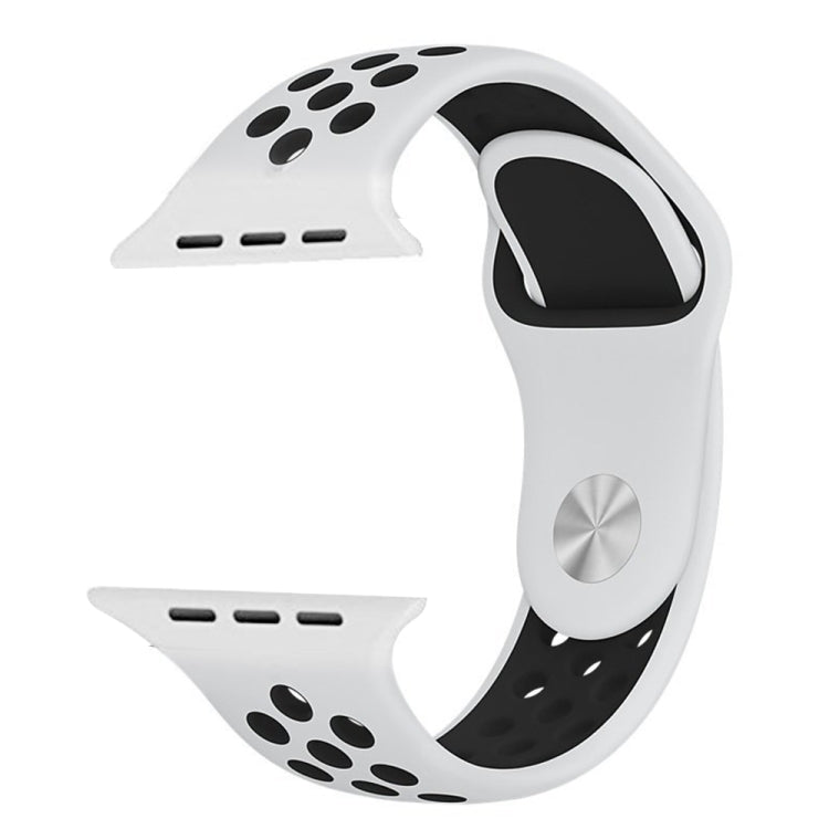 For Apple Watch Series 7 45mm / 6 & SE & 5 & 4 44mm / 3 & 2 & 1 42mm Fashionable Classical Silicone Sport Watch Band (White Black)