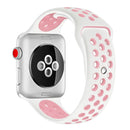 For Apple Watch Series 7 45mm / 6 & SE & 5 & 4 44mm / 3 & 2 & 1 42mm Fashionable Classical Silicone Sport Watch Band (White Pink)