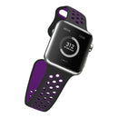 For Apple Watch Series 7 45mm / 6 & SE & 5 & 4 44mm / 3 & 2 & 1 42mm Fashionable Classical Silicone Sport Watch Band (Black Purple)