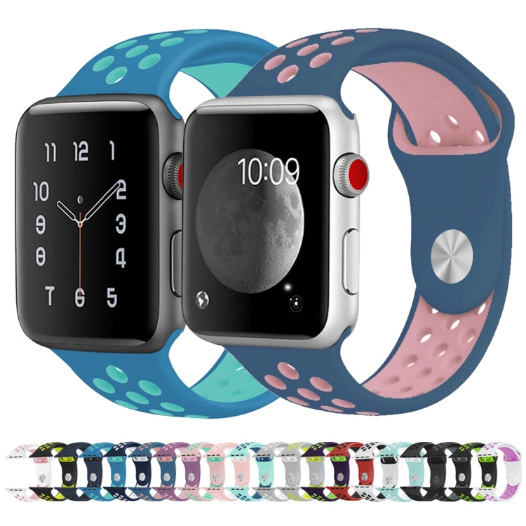 For Apple Watch Series 7 45mm / 6 & SE & 5 & 4 44mm / 3 & 2 & 1 42mm Fashionable Classical Silicone Sport Watch Band (White Black)