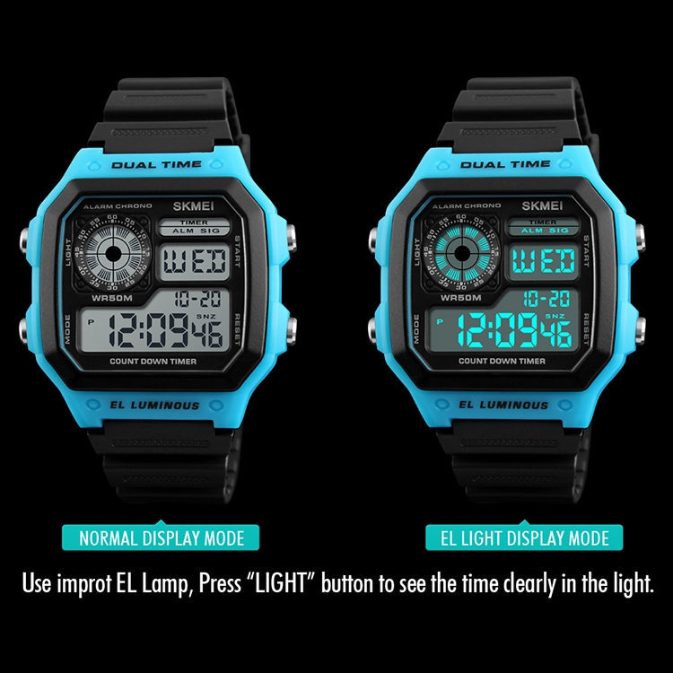SKMEI 1299 Multifunctional Outdoor Sports Noctilucent Waterproof Digital Display Wrist Watch (Army Green)