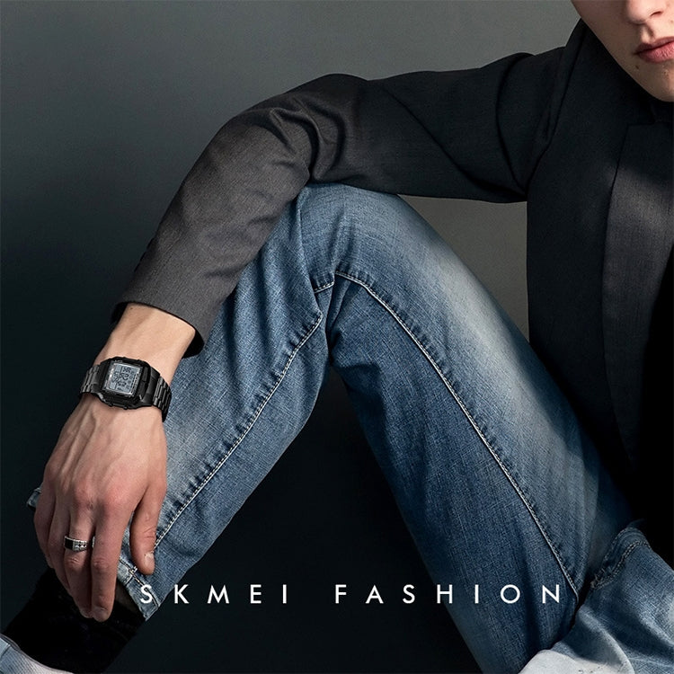 SKMEI 1381 Multifunctional Men Outdoor Business Sport Noctilucent Waterproof Digital Wrist Watch(Silver)