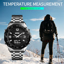 SKMEI 1464 Multifunctional Men Outdoor Business Sports Waterproof Steel Strap Double Display Digital Watch(Black)