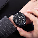 SKMEI 1464 Multifunctional Men Outdoor Business Sports Waterproof Steel Strap Double Display Digital Watch(Black)
