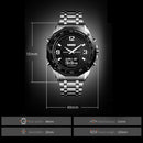 SKMEI 1464 Multifunctional Men Outdoor Business Sports Waterproof Steel Strap Double Display Digital Watch(Black)