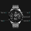 SKMEI 1464 Multifunctional Men Outdoor Business Sports Waterproof Steel Strap Double Display Digital Watch(Black)