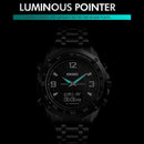 SKMEI 1464 Multifunctional Men Outdoor Business Sports Waterproof Steel Strap Double Display Digital Watch(Black)