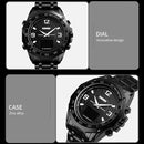 SKMEI 1464 Multifunctional Men Outdoor Business Sports Waterproof Steel Strap Double Display Digital Watch(Black)