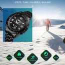 SKMEI 1464 Multifunctional Men Outdoor Business Sports Waterproof Steel Strap Double Display Digital Watch(Black)
