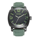CAGARNY 6833 Fashionable Concise Three Needles Quartz Wrist Watch with Leather Band & 24-hour Indication & Calendar Function for Couples(Green Scale)