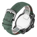 CAGARNY 6833 Fashionable Concise Three Needles Quartz Wrist Watch with Leather Band & 24-hour Indication & Calendar Function for Couples(Green Scale)