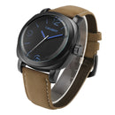 CAGARNY 6833 Fashionable Concise Three Needles Quartz Wrist Watch with Leather Band & 24-hour Indication & Calendar Function for Couples(Blue Scale)