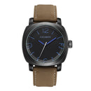 CAGARNY 6833 Fashionable Concise Three Needles Quartz Wrist Watch with Leather Band & 24-hour Indication & Calendar Function for Couples(Blue Scale)