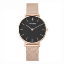 CAGARNY 6872 Round Dial Simple Nail Scale Fashion Women Quartz Movement Watch with Stainless Steel Band (Gold + Black)