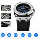 addies MY-052 Business Multifunctional Luminous Watch Silicone Watchstrap Watch for Men(Black Silver)