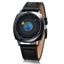 addies MY-1704 Earth Pattern Genuine Leather Strap Watch for Men, Not Support Life Waterproof