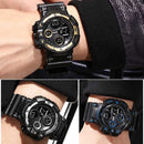 addies MY-1901 Luminous Three-window LED Outdoor Sports Multi-function Electronic Watch for Men, Support Calendar / Alarm Clock / Timer / Talking(Black)