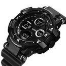 addies MY-1901 Luminous Three-window LED Outdoor Sports Multi-function Electronic Watch for Men, Support Calendar / Alarm Clock / Timer / Talking(Black)