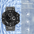 addies MY-1901 Luminous Three-window LED Outdoor Sports Multi-function Electronic Watch for Men, Support Calendar / Alarm Clock / Timer / Talking(Black)