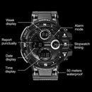 addies MY-1901 Luminous Three-window LED Outdoor Sports Multi-function Electronic Watch for Men, Support Calendar / Alarm Clock / Timer / Talking(Black)