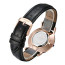 CAGARNY 6813 Concise Style Ultra Thin Rose Gold Case Quartz Wrist Watch with Leather Band for Women(Black)