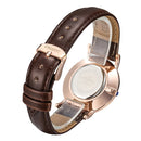 CAGARNY 6813 Concise Style Ultra Thin Rose Gold Case Quartz Wrist Watch with Leather Band for Women(Brown)